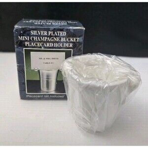LaVie Silver Plate Mini Champagne Bucket Placecard Toothpick Holder NEW in Box